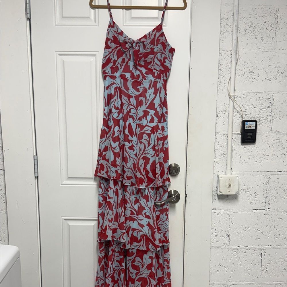 Lulu's Red and Blue Cocktail Dress - Size Small - Worn Once - Tie Front Zip Back - Picture 2 of 7